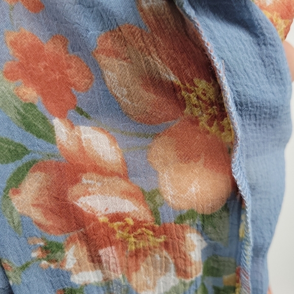Bathing Suit Cover Up American Eagle Floral Print Chiffon Swim Kimono Blue - Picture 9 of 15